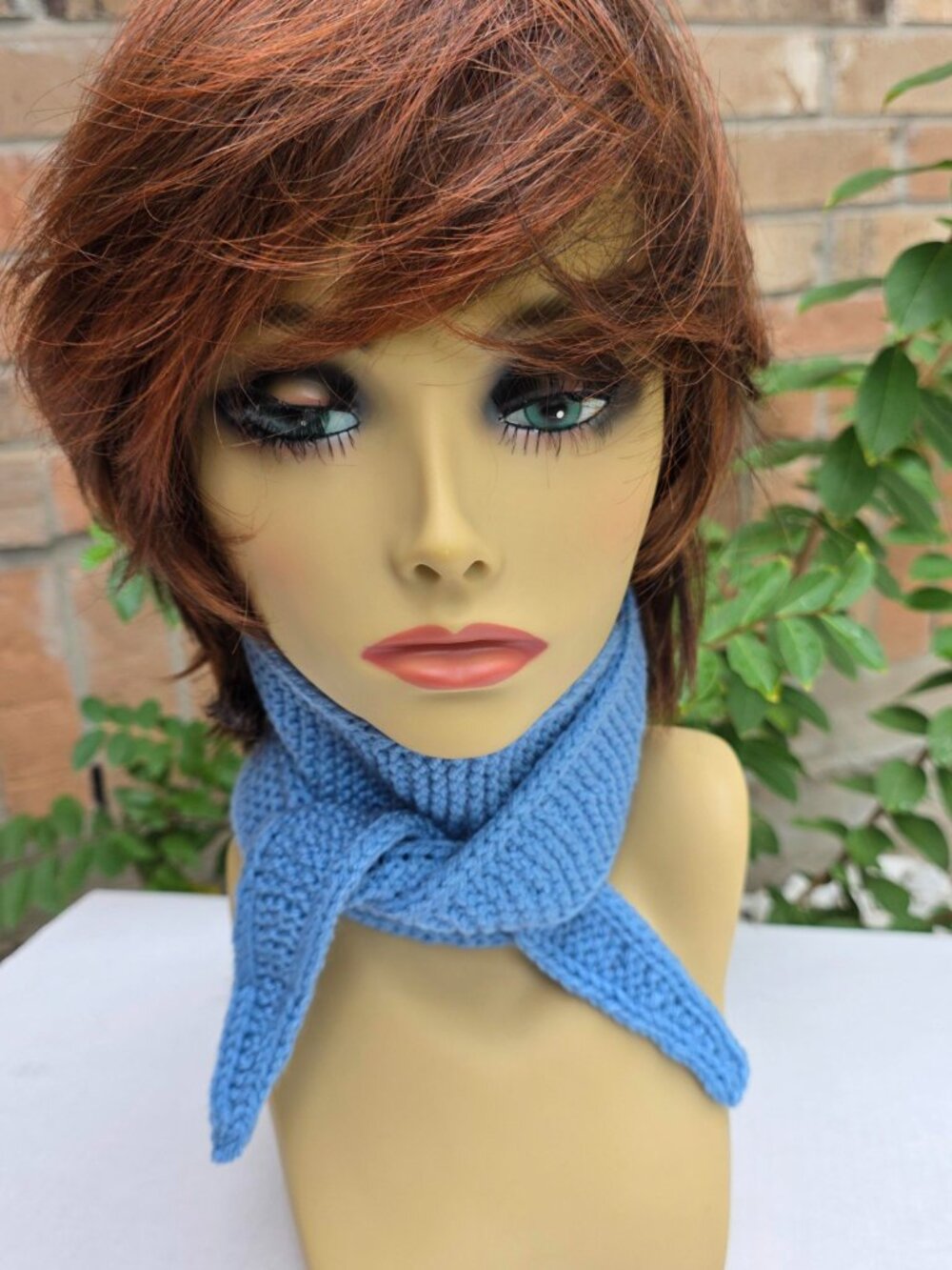 Handmade Knit Sophie Scarf Small Neck Warmer Cozy Minimalist Blue
